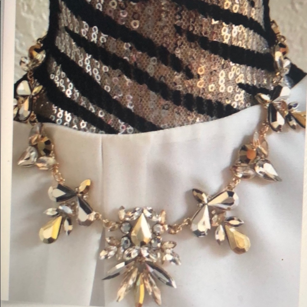 Prism by noir necklace gold tone Rhinestones